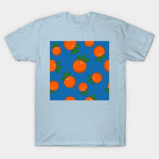 Seamless Orange Pattern With Blue Background T-Shirt